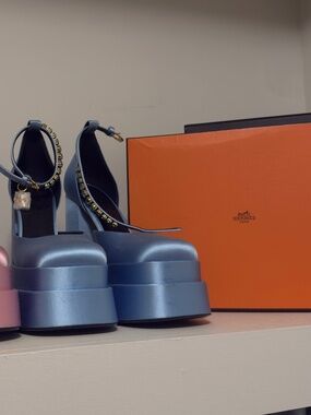 Blue Versace Platform heels